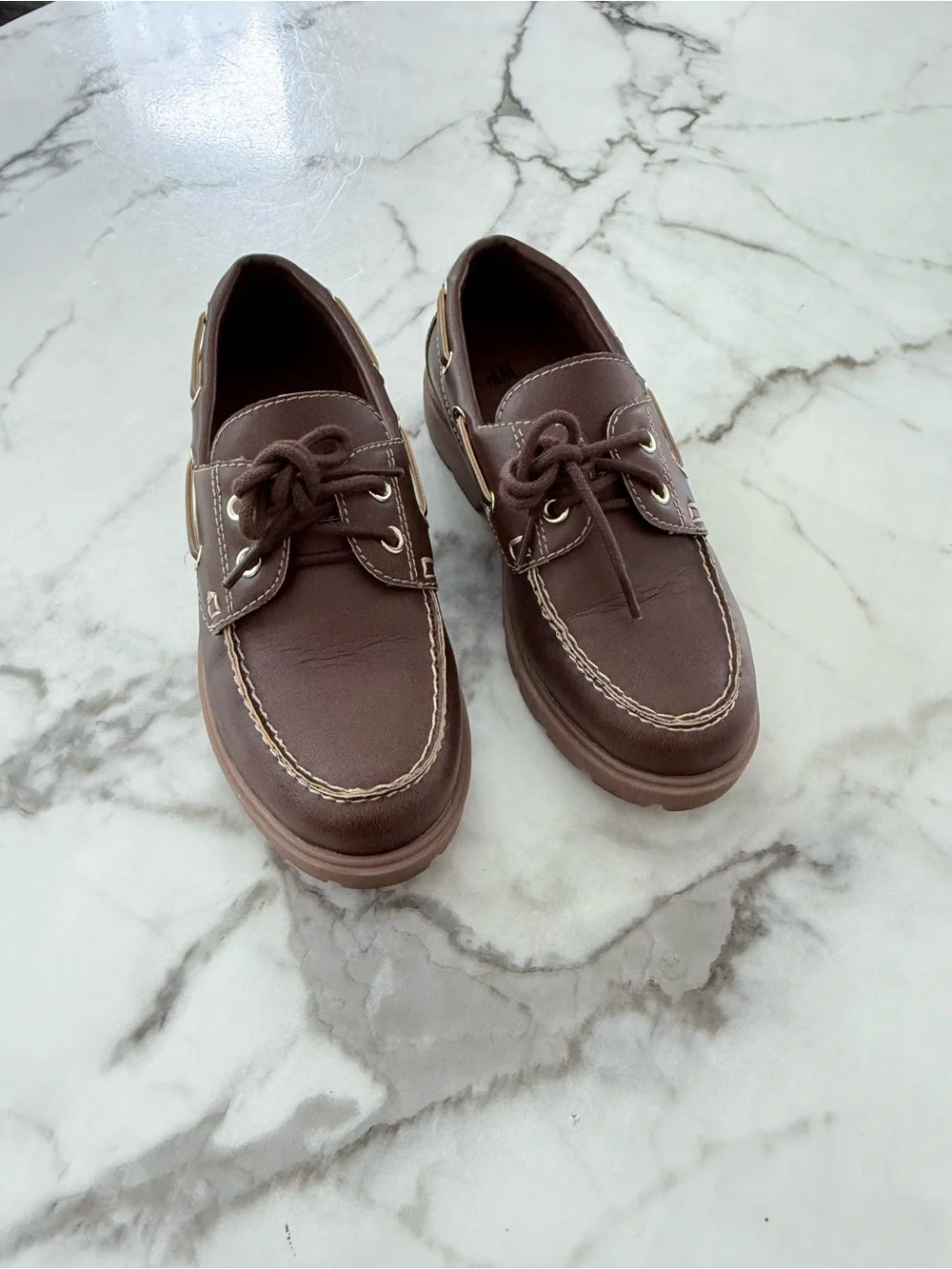 H&M Brown Kids Boat Shoes with Contrast Stitching